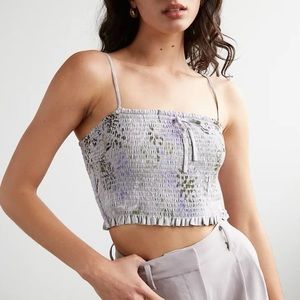 aritzia wilfred cropped smocked tank